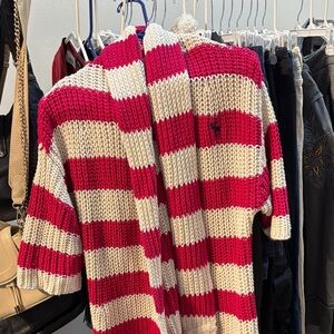 NWOT - 2010-12 Vintage Abercrombie & Fitch Red and White Striped Cardigan